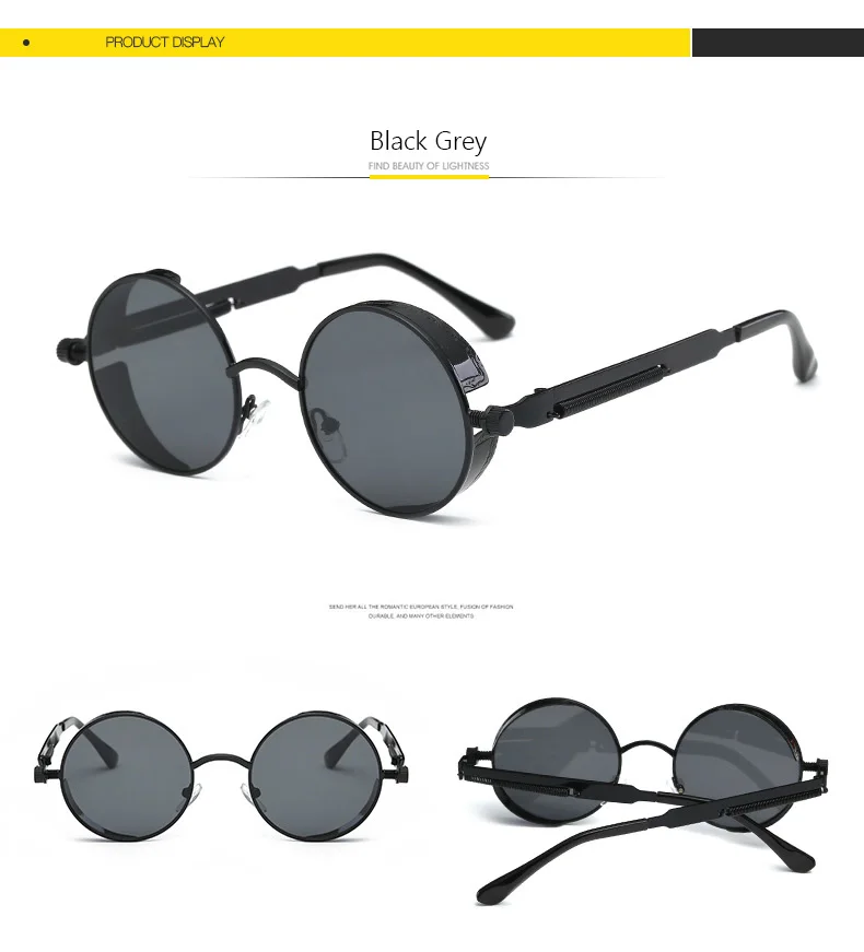 RBENN металлические круглые стимпанк Солнцезащитные очки для мужчин и женщин ретро брендовые дизайнерские панк очки винтажные солнцезащитные очки высокого качества UV400