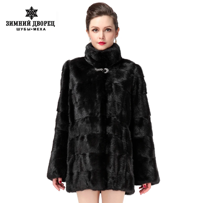 New Style Ladies' Fashion Mink Coats,black,the Classical Model Of A