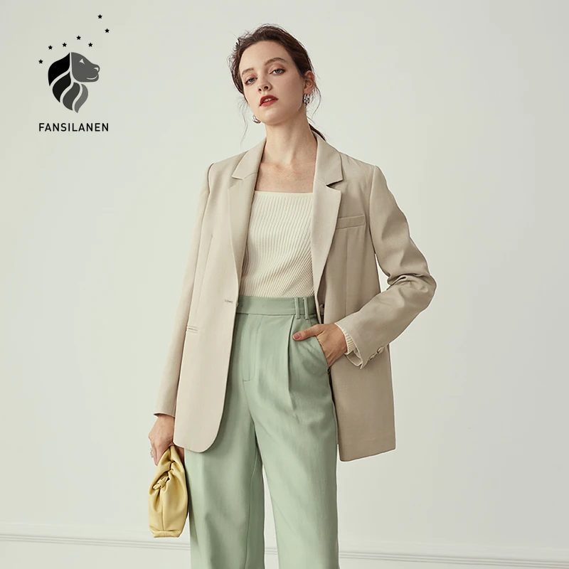 FANSILANEN Multicolour autumn winter casual blazer Women office lady black jacket blazer oversize Female purple blazer coat 2020
