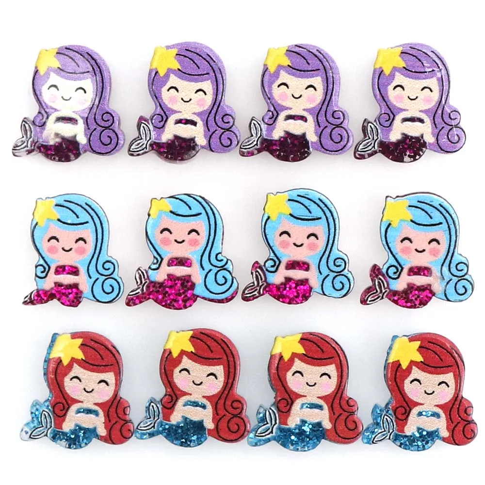 10 шт./лот акриловая Милая Мини Русалка Flatback Kawaii поделки и украшения для вырезки
