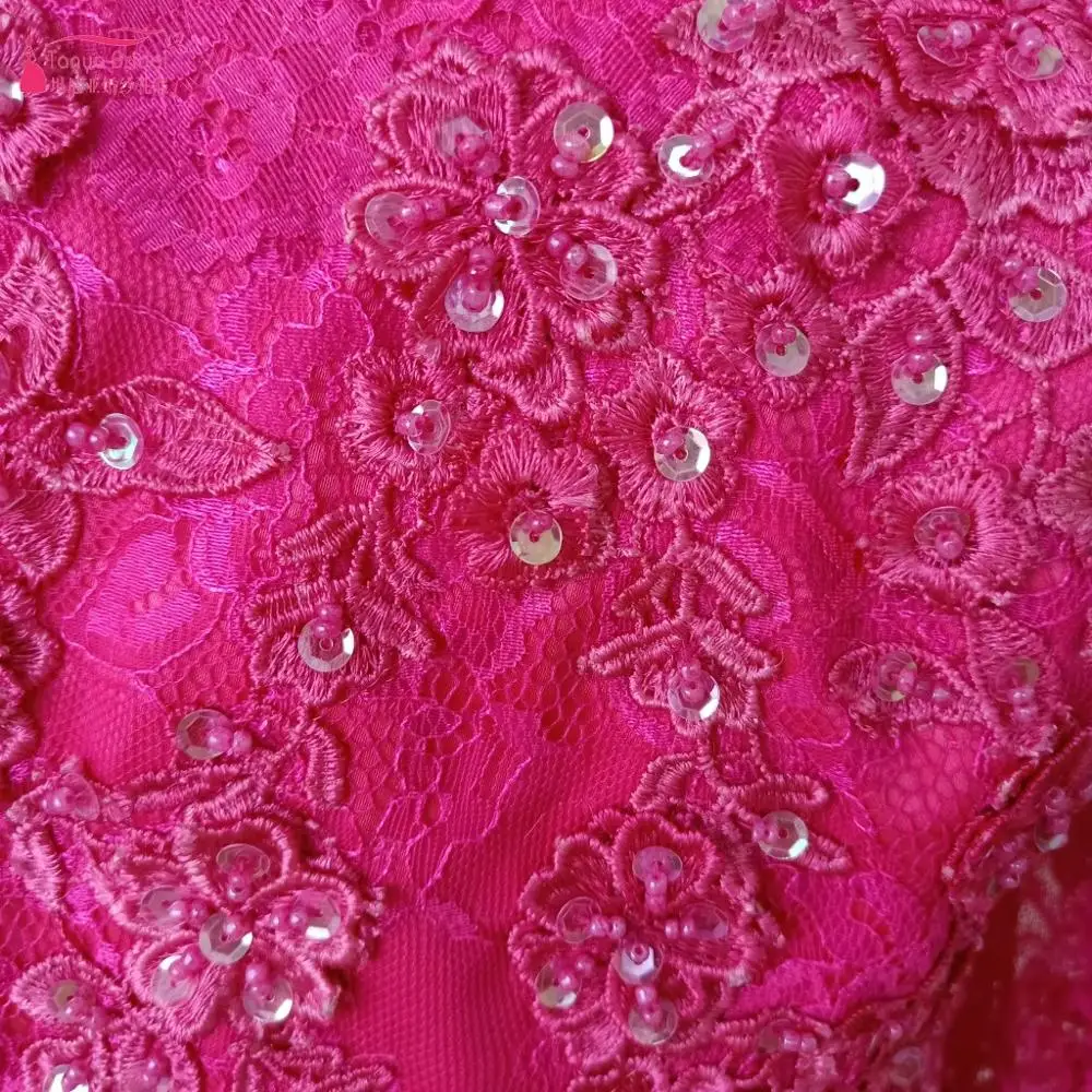 Торжественное платье для мамы невесты Fushia vestido de madrinha с длинными расклешенными рукавами, кружевное платье русалки, большие размеры, женское официальное платье DQG984