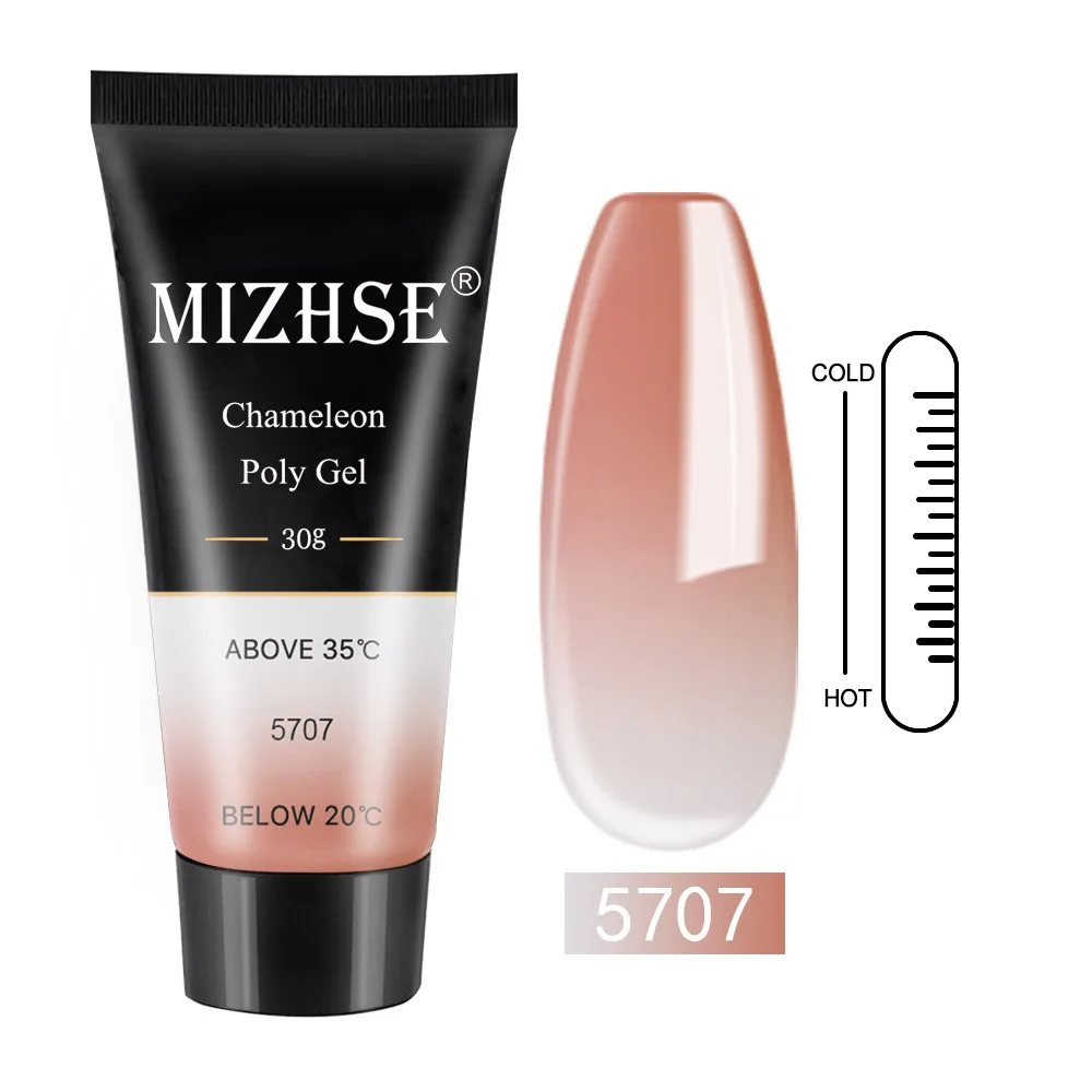 5707 MIZHSE, 30 г/15 г, цветной полигелевый удлинитель для пальцев, 12 цветов, быстростроительный гель, Ультрафиолетовый твердый строительный полигелевый лак для ногтей - Цвет: 5707