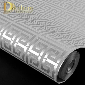 Grey Silver Black And White Modern Geometric Lattice Embossed Texture 3D Wallpaper Hotel Study Background Decor Wall Paper 1