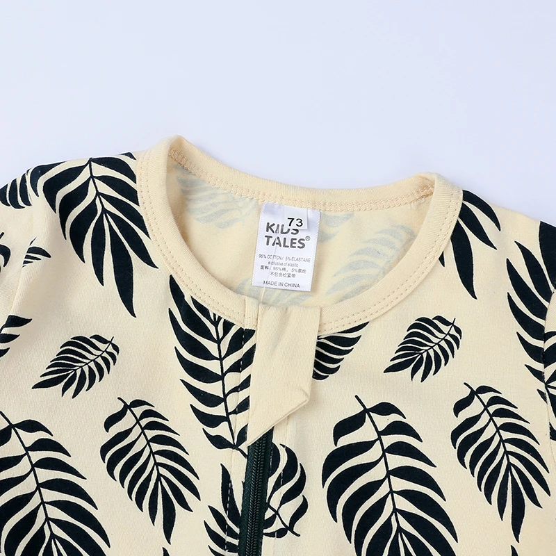 С принтом в виде листьев длинные рукава Детская одежда для сна Хлопковая пижама