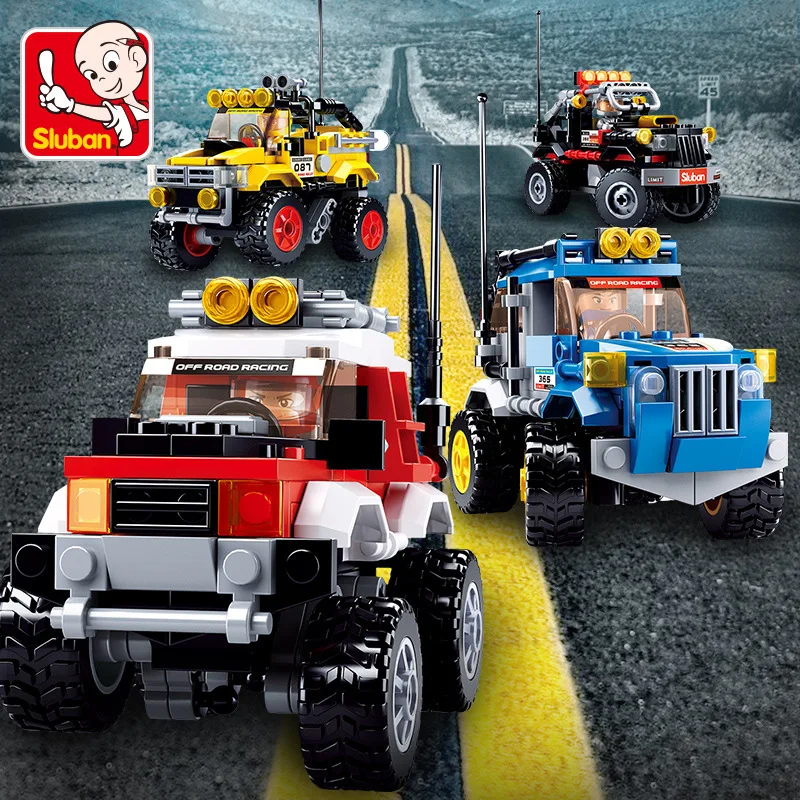 

Small Luban 0663 Off-road Union-Car Club Educational Spell Assembly Building Blocks Toy