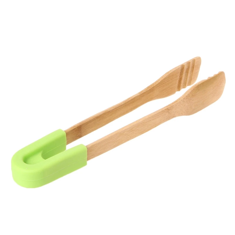 Silicone Handle Bread Tongs Food Toaster Salad Cake Snack Clip Kitchen Utensil H7EA