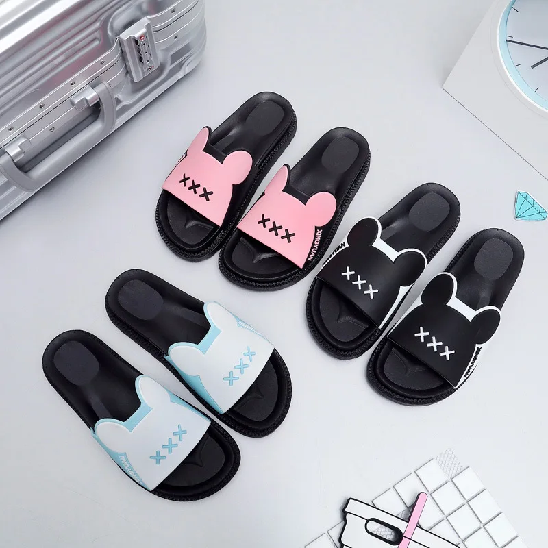 

Slipper Women's Summer Flat Heel Indoor Thick Bottomed Anti-slip Bathroom Bath Outer Wear Slippers Men Slippers Household Care S