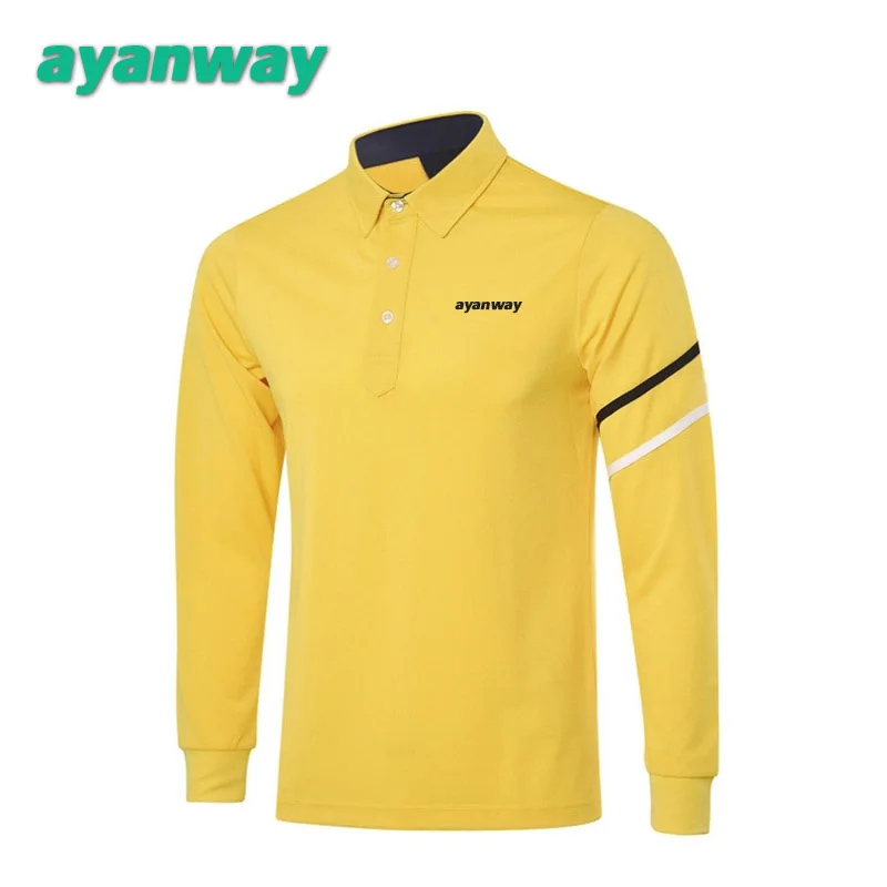 AYANWAY golf рубашка с длинными рукавами Мужская рубашка с длинным рукавом для гольфа jeyseys Мужская спортивная рубашка с отложным воротником мужская одежда для гольфа можно настроить логотип