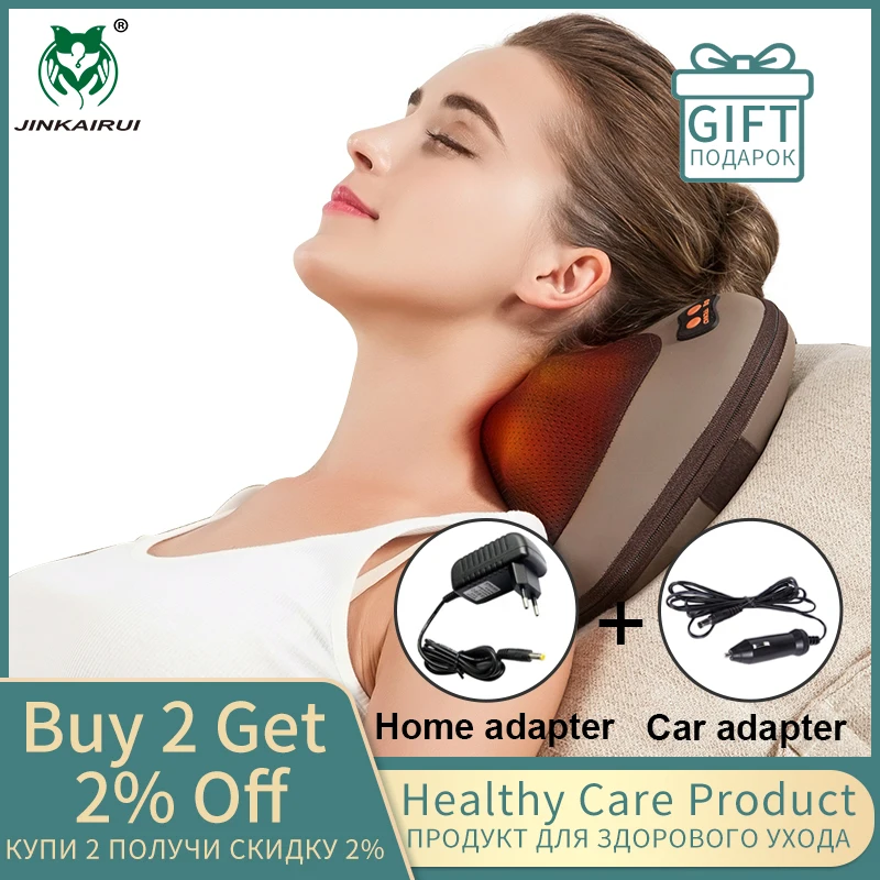 JinKaiRui Infrared Heating Electric Kneading Shiatsu Vibrator Neck Shoulder Back Body Massager Pillow Car/Chair/Home Massagem JinKaiRui Infrared Heating Electric Kneading Shiatsu Vibrator Neck Shoulder Back Body Massager Pillow Car/Chair/Home Massagem