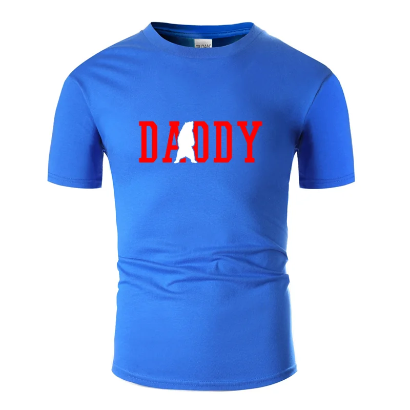 Men-Blue Напечатанная Повседневная футболка на день отцов Мужская одноцветная кавайная Мужская футболка с коротким рукавом юмористический хип-хоп Топ - Цвет: Men-Blue