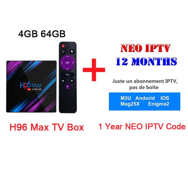 4G64G(1 Year IPTV) H96 Max ТВ приставка RK3318 четырехъядерный Android 9,0 с 1 год NEO ТВ код 1800 каналов Франция IP ТВ Европа арабский Смарт медиаплеер - Цвет: 4G64G(1 Year IPTV)