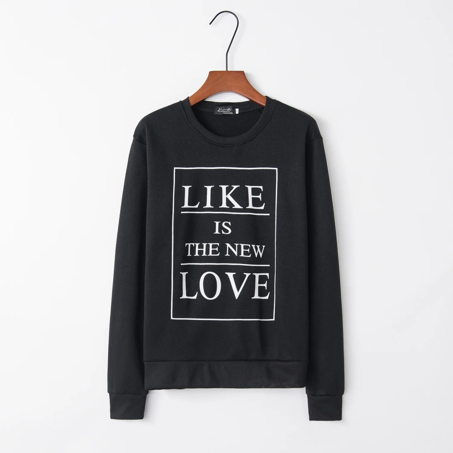 Like love Print дизайн распродажа толстовки свитшоты Женские повседневные Kawaii Harajuku свитшоты для девочек европейские Топы корейские - Цвет: Черный