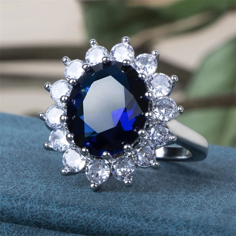 Fashionable Oval Sapphire Ring for Women Silver 925 Jewelry with Gemstone Sunflower Princess Anniversary Female Gift Cellacity silver ring silver rings gemstone ring