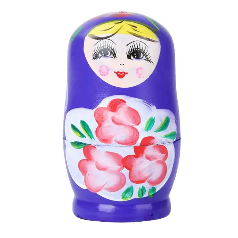 Мультяшная деревянная Matryoshka кукла Русская Матрешка креативная для Ребенка Рождественский подарок необходимые забавные игрушки для декомпрессии - Цвет: Фиолетовый