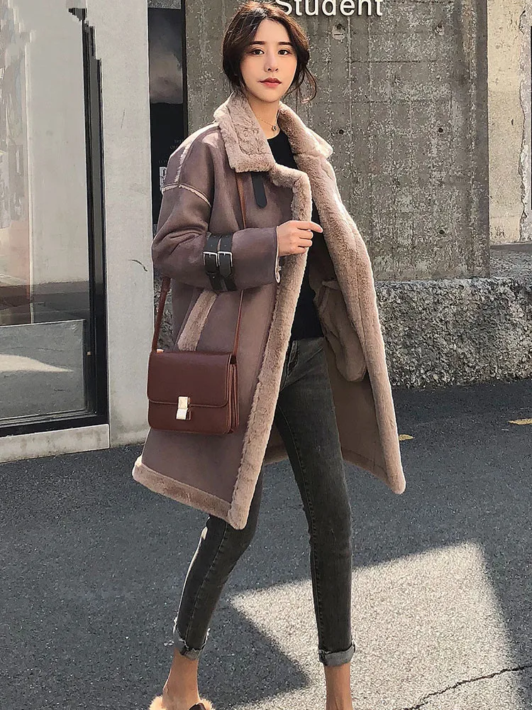 Новые женские шубы из искусственного меха замшевые кожаные куртки зимняя куртка женская модная шуба из овечьей шерсти Женская теплая парка PP300