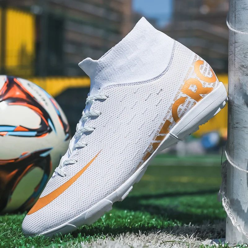 Мужские футбольные бутсы; Спортивный для футбола; обувь; Новинка года; кожаные футбольные бутсы с высоким голенищем; тренировочные футбольные кроссовки; обувь для футбола