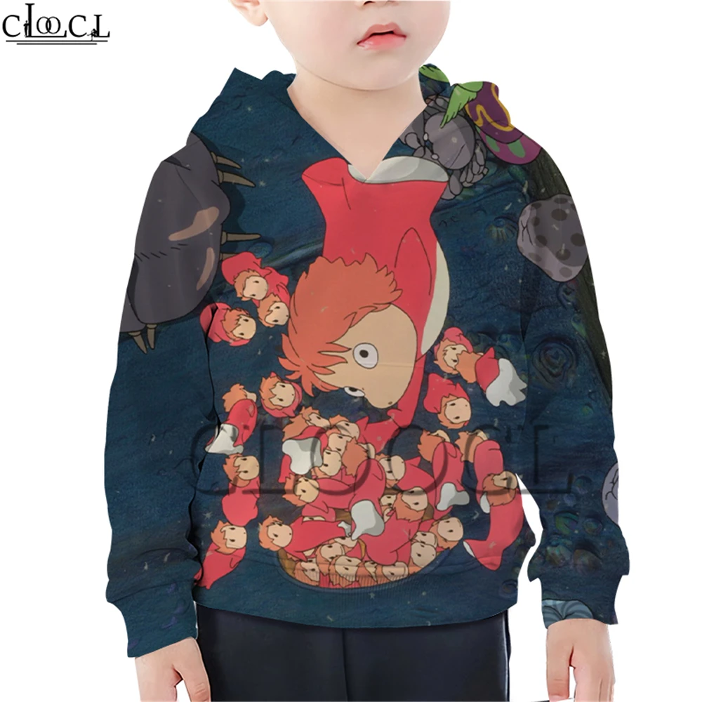Hoodies 9 Детские толстовки с капюшоном в стиле аниме «Ponyo on The Cliff» Детский костюм с объемным рисунком для мальчиков и девочек уличная одежда с длинными рукавами, детские пуловеры - Цвет: Hoodies 9