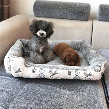 

Pet dog cashmere house print warm pet bed cat's house comfy calming dog bed cushion animal bed camas para perros grandes 30N27