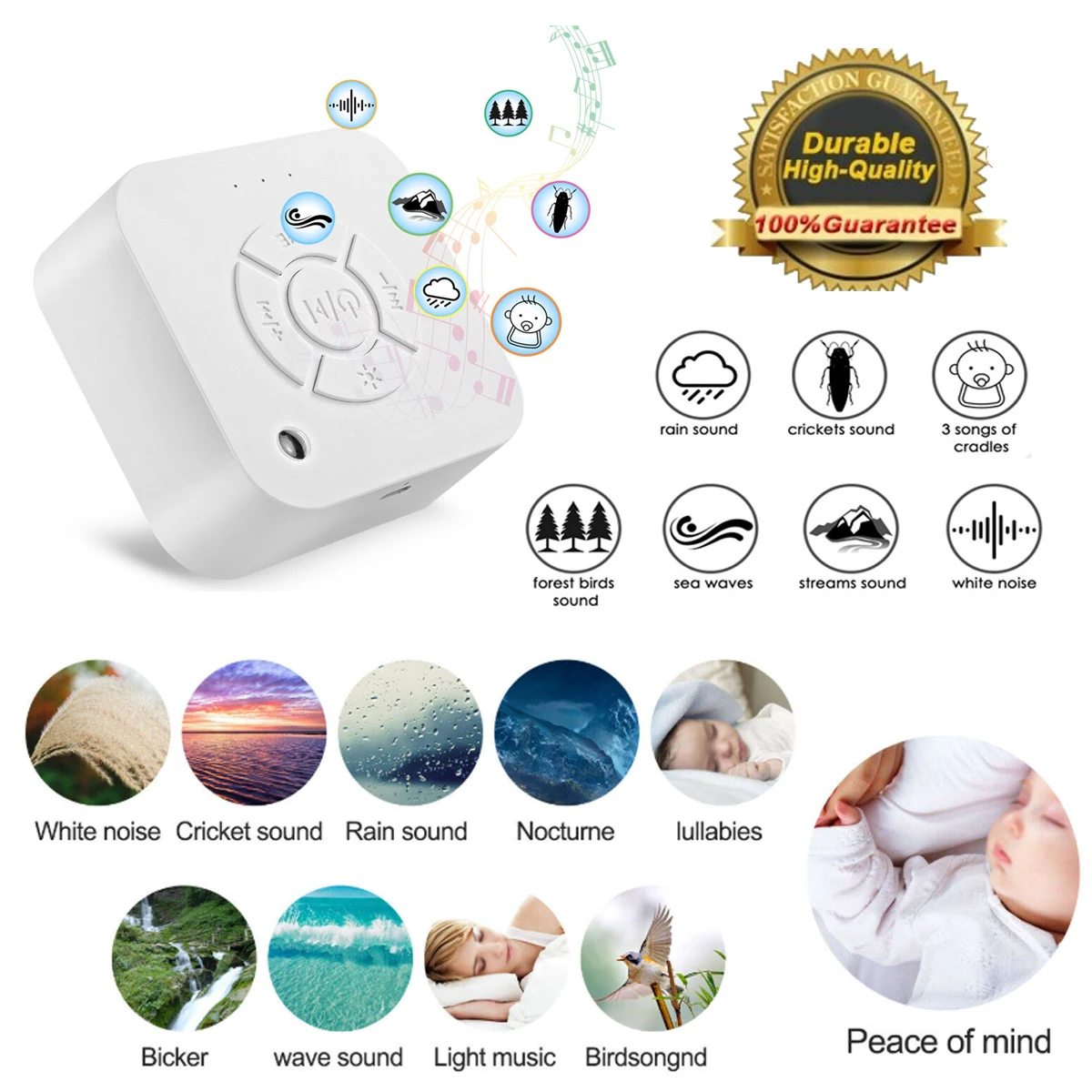 USB перезаряжаемая машина с таймером отключения звука сна белым шумом для и