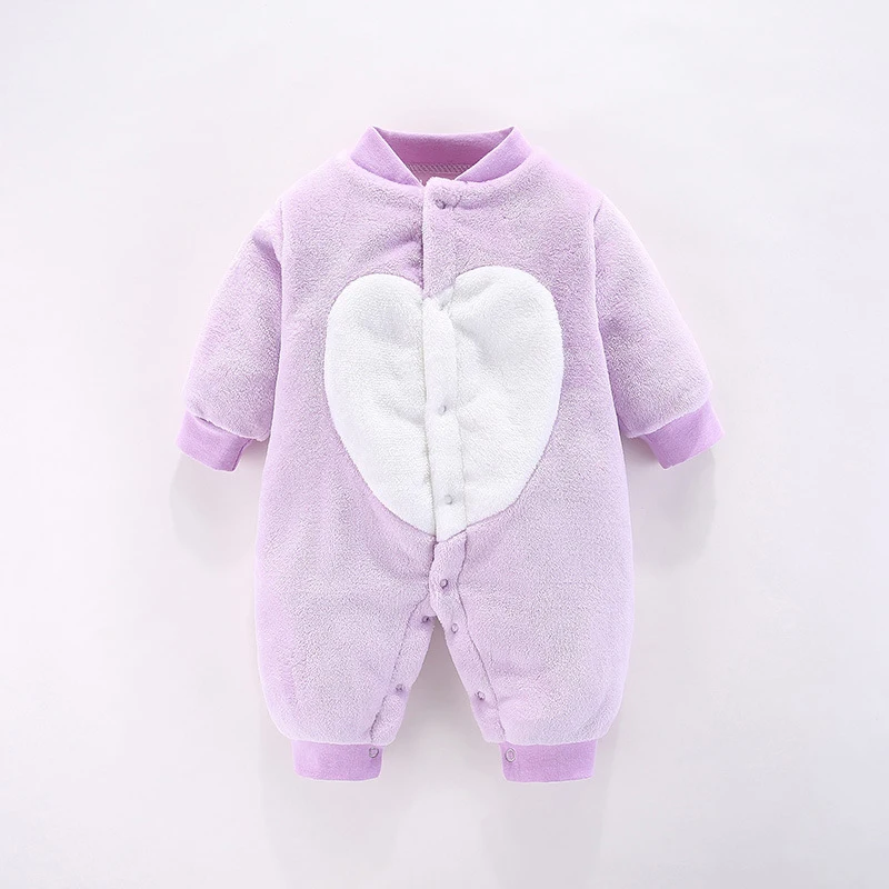 Зимняя одежда; фланелевый Детский комбинезон унисекс; мягкая Одежда для новорожденных; одежда для сна и халаты; Детский комбинезон; детские комбинезоны для маленьких мальчиков - Цвет: Фиолетовый