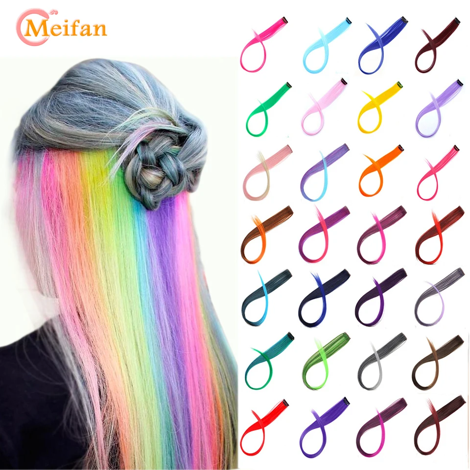 MEIFAN Single Clip 20 Inch Ombre Colored Long Straight Hair Strands Clip in One  Piece Hair Extensions Color Fake Hairpieces - AliExpress Hair Extensions &  Wigs
