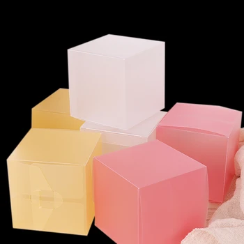 

Pvc Frosted Yellow Pink Box Transparent Display Plastic Packing PP Twill Souvenir Coffee Cosmetic Plants Apple Snack Candy Gift