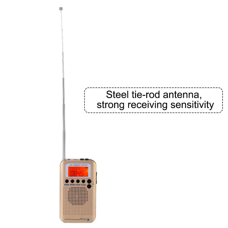 Portable Aircraft Radio Receiver,Full Band Radio Receiver- AIR/FM/AM/CB/SW/VHF,LCD Display With Backlight,Chip Has A Powerful M