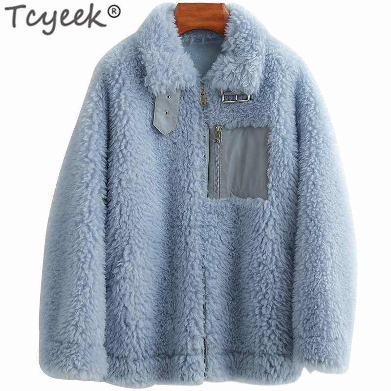 Real Fur Coat Female Short Sheep Shearing Jacket Women Winter Clothes Korean Elegant Wool Coat Fur Tops Hiver 29307