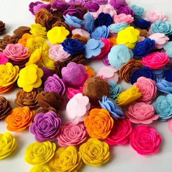 24Pcs/Lot Mixed Color Flower Felt Fabric Pads DIY Handmade Craft Materials Tool Felt Sewing Decoration Accessories Set 2