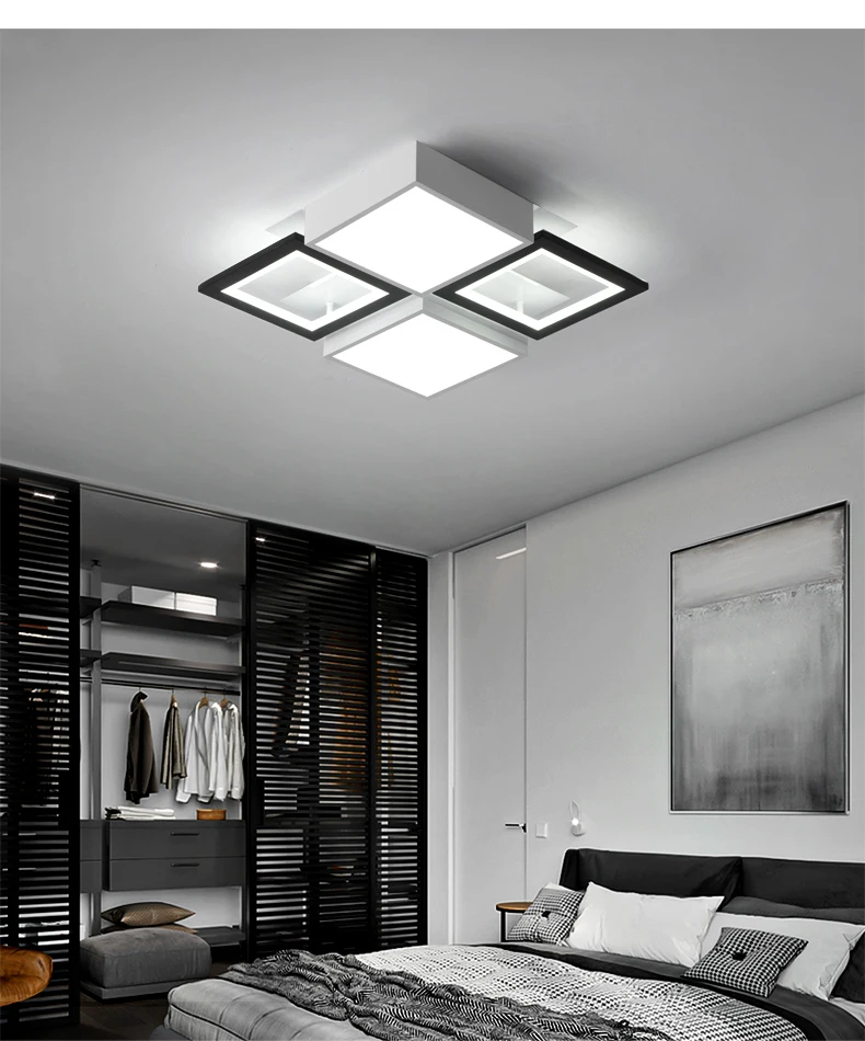 LED ceiling lamp simple modern home living room rectangular ceiling lamp bedroom room remote control lamp