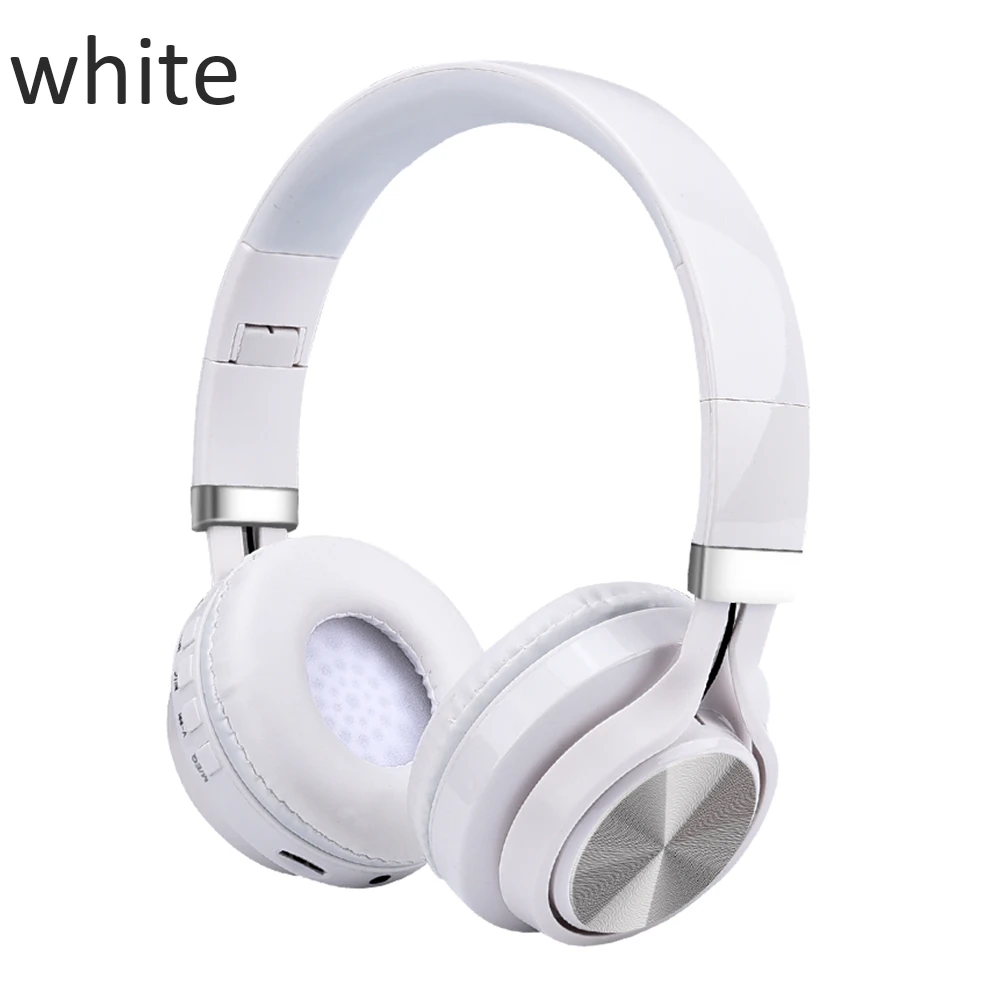 Белый Беспроводные наушники Bluetooth 5,0, Hi-Fi, стерео гарнитура, складная, портативная, регулируемая, поддерживает TF карту, HD вызов для музыкальной игры - Цвет: Белый