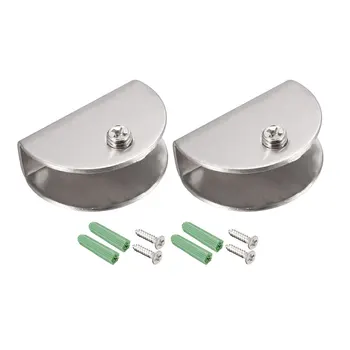 

uxcell Glass Shelf Brackets - Adjustable Stainless Steel Glass Clamp Clip Holder Half Round for 10-15mm thickness 2Pcs
