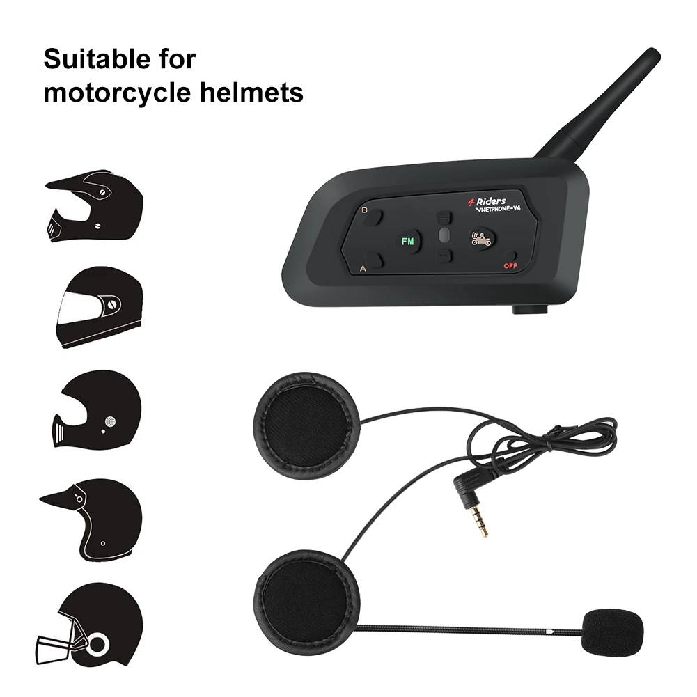 2 шт. Vnetphone V4 moto rcycle Интерком шлем Bluetooth гарнитура каск Интерком мото FM радио 4 гонщиков говорить в то же время