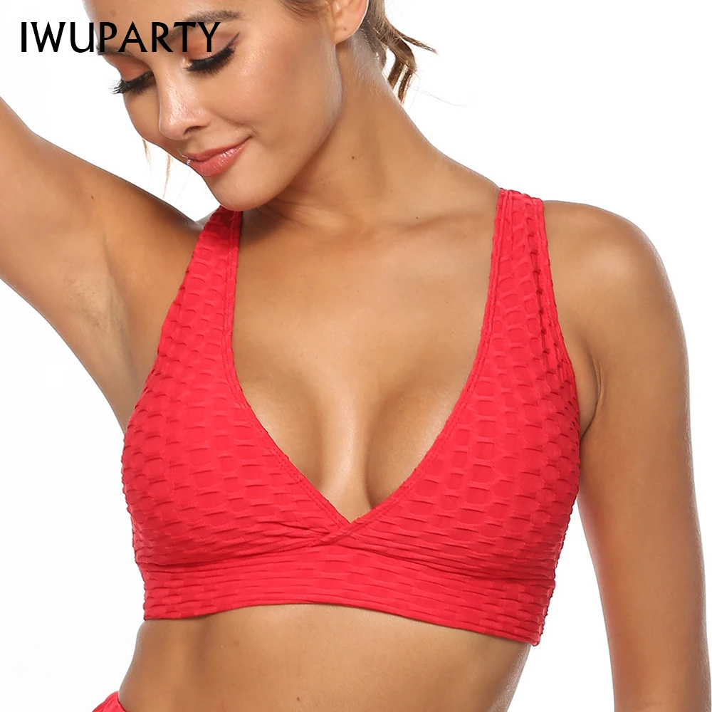 Sexy Red Criss Cross Yoga Sports Bra Top for Fitness Clothing Push Up Workout Bra Active Wear Women Jacquard Bubble Brassiere Sexy Red Criss Cross Yoga Sports Bra Top for Fitness Clothing Push Up Workout Bra Active Wear Women Jacquard Bubble Brassiere