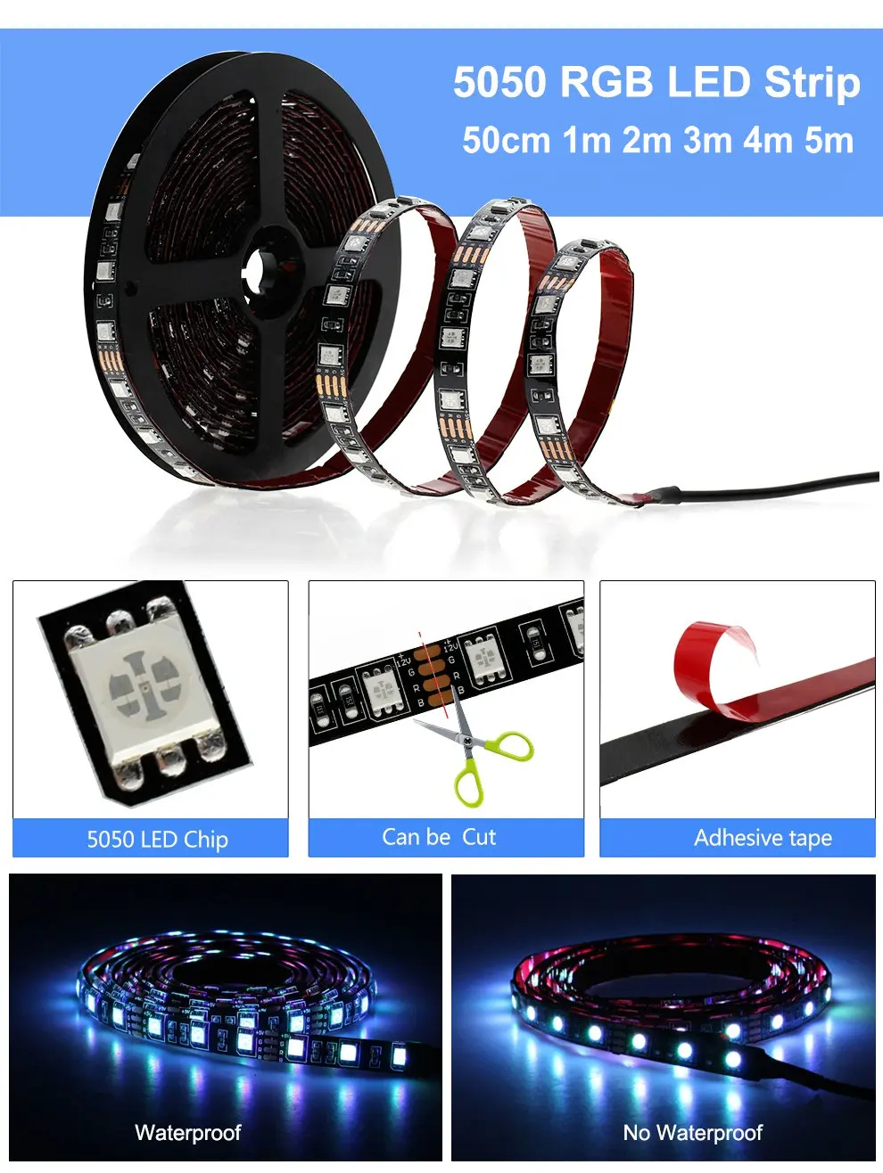 USB Светодиодная лента RGB сменный светодиодный фоновый светильник ing 50 см 1 м 2 м 3 м 4 м 5 м DIY 5 в гибкий светодиодный светильник лента RGB Светодиодная лента 5050