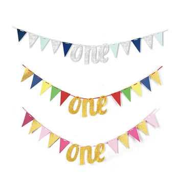 

1pcs Baby 1st Birthday Party Decorations I Am One Bunting Banners Boy Girl My 1 Party Decor First Year Garland Bunting Supplies