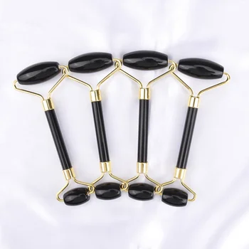 

Face Massager Portable Jade Roller Natural Stone Massage Stick Roller Beauty Massage Tool (Black)