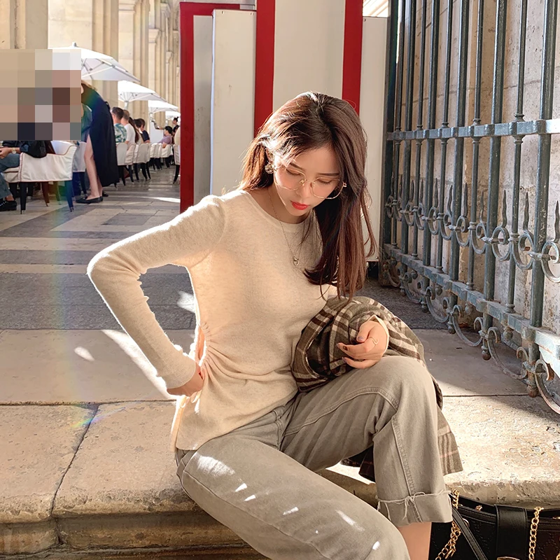 MISHOW 2019 Autumn Winter Solid Oneck Knit Sweater Women Causal Basic Slim Fit Long Sleeves MX19C5446 | Женская одежда