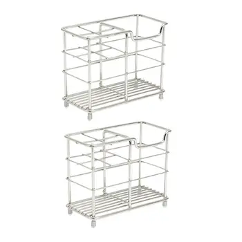 

2PCS Stainless Steel Lattice Toothpaste Holder Punch Free Wall-Mounted Toothpaste Rack Household Washing Placement Storage Rack
