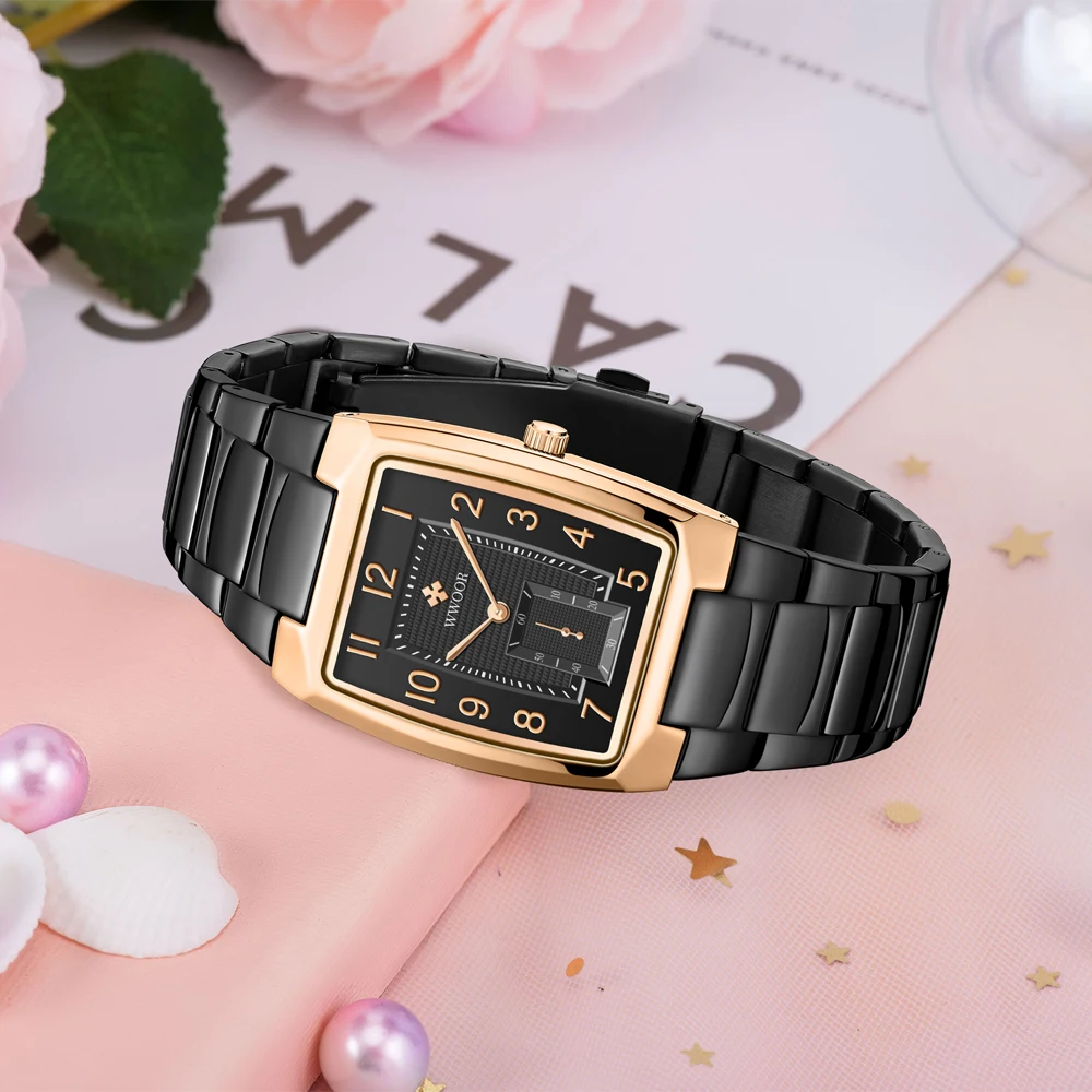 WWOOR Reloj Original Watch For Women Elegant Stainless Steel Ladies Watch Waterproof Fashion Quartz Wristwatch Bracelet Watches