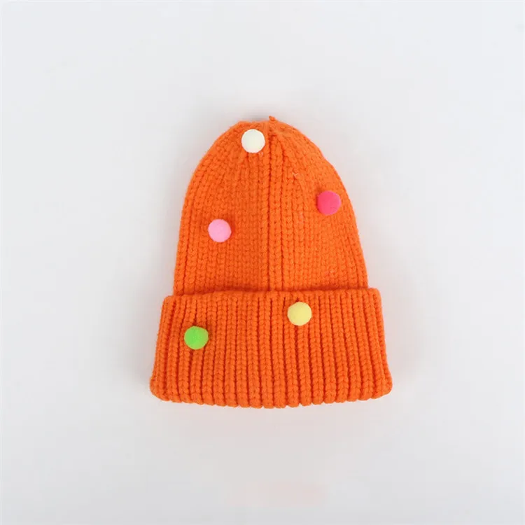 Pompom Baby Hat Knitted Girls Winter Hat Crochet Kids Beanie Cap Baby Bonnet