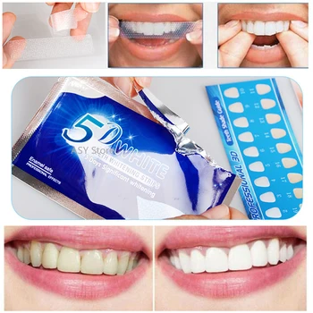 5D Gel Teeth Whitening Strips White Tooth Dental kit Oral Hygiene Care Strip for false