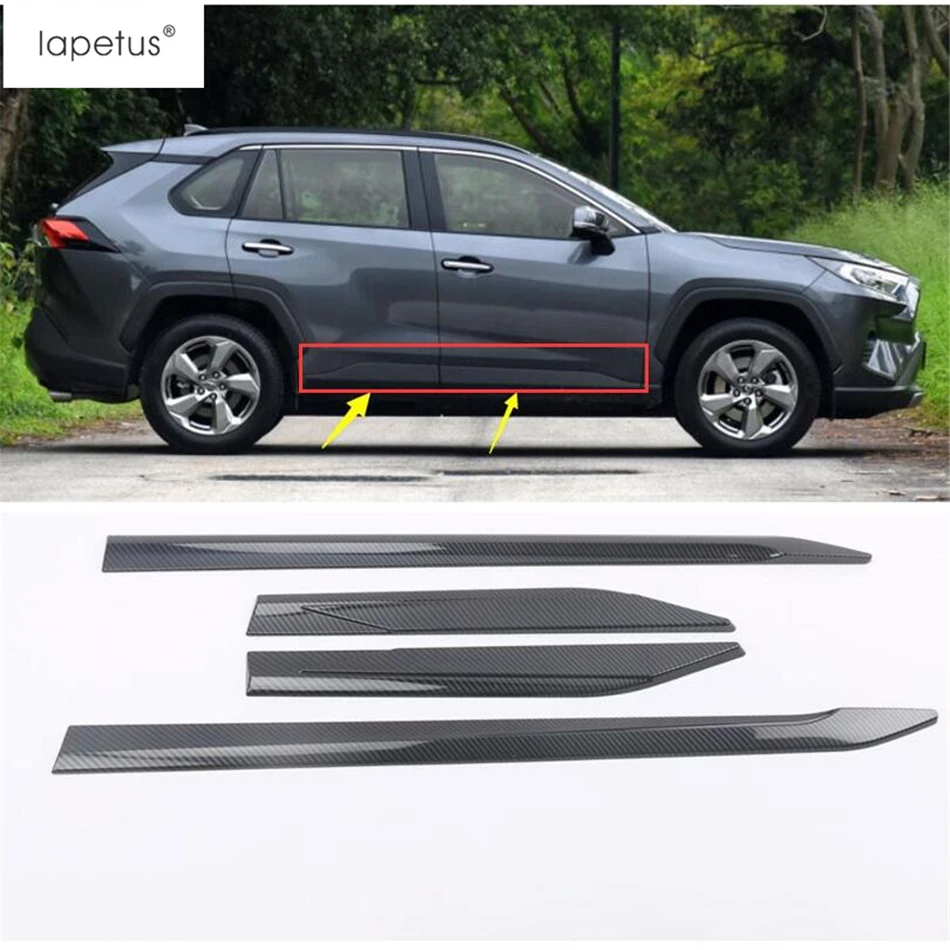 Аксессуары Lapetus, подходят для TOYOTA RAV4 RAV 4 ABS молдинг для двери, накладка на нижнюю панель, хромированное углеродное волокно