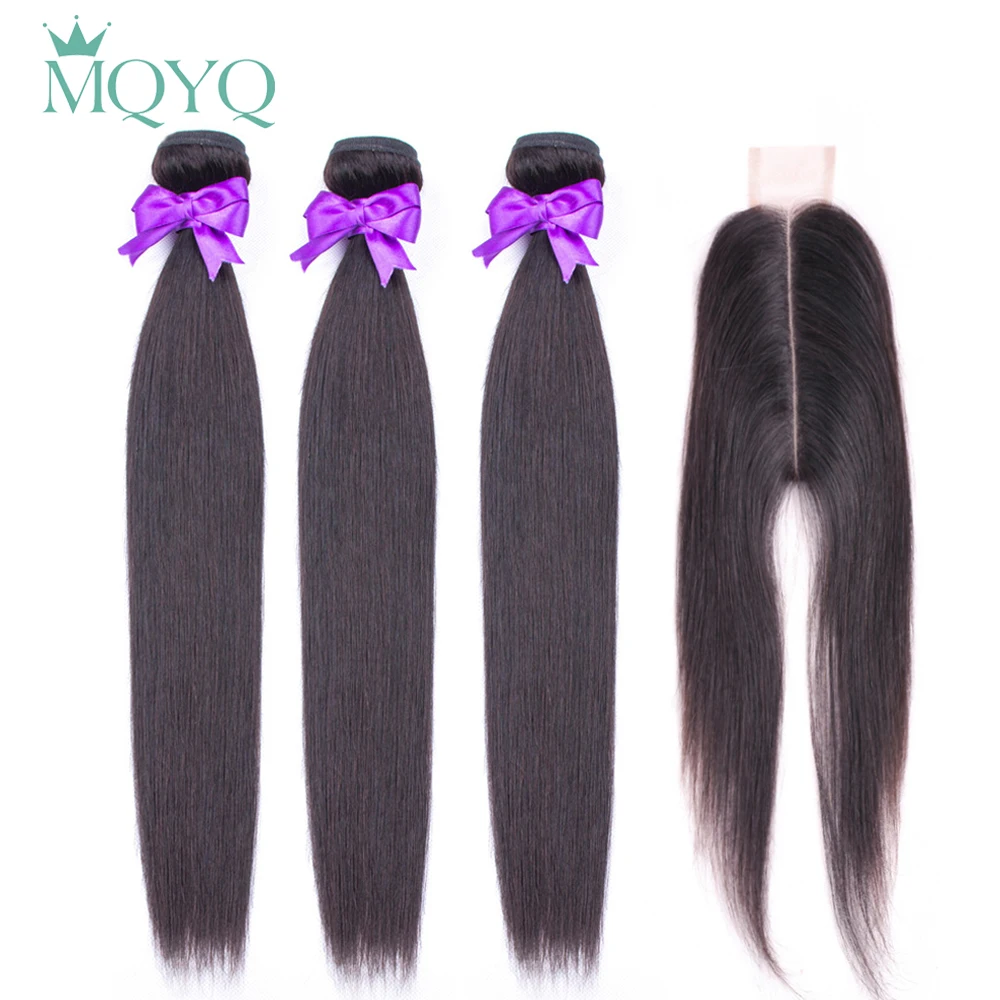 MQYQ бразильские волосы 3 шт. натуральные кудрявые пучки волос с кружевом Закрытие 2*6 кружево Закрытие не Реми наращивание волос для черных женщин