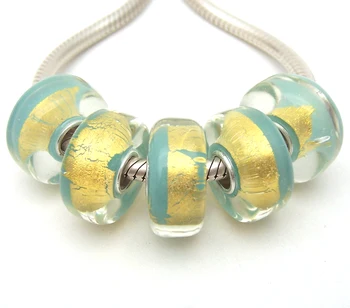 

JGWG2090 5X 100% Authenticity S925 Sterling Silver Beads Murano Glass beads Fit European Charms Bracelet diy jewelry Lampwork