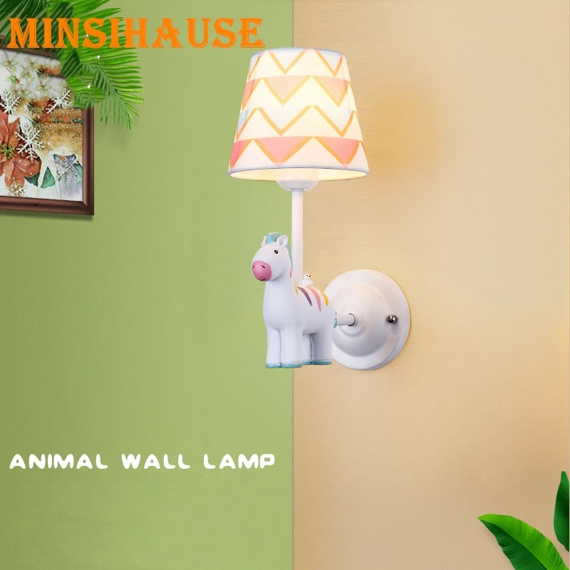 

Creative Animal Wall Lights Nordic Colourful LED Wall Lamp with Cotton Linen Cover for Children Room Reading Bedroom Bedside