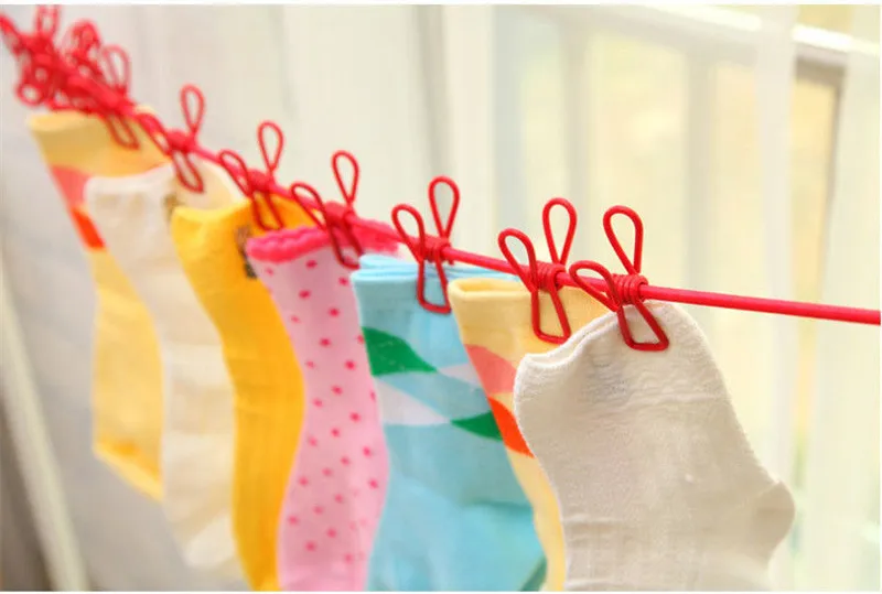Creative Windproof Clotheslines 12 Clips Socks Underwear Portable Clothes Hanger Practical Retractable Laundry Drying Supplies