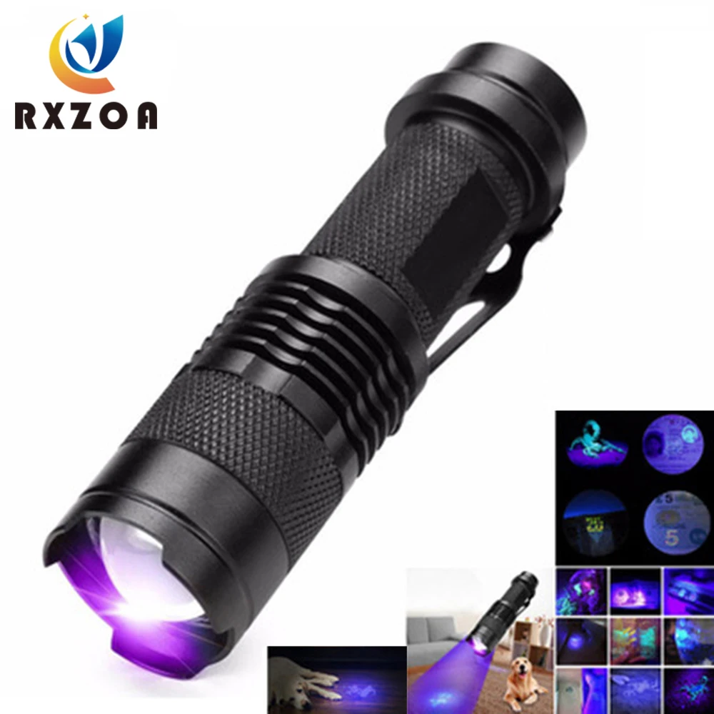 

LED UV Flashlight Ultra Violet Light With Zoom Function Mini UV Light Pet Urine Stains Detector Scorpion Outdoor Lighting