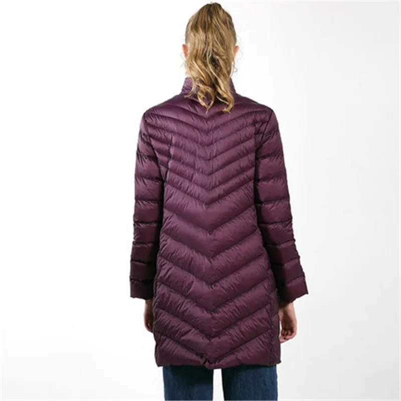 Chaqueta larga de invierno para mujer de moda delgada chaqueta casual ligera y Calida chaqueta de plumón de ganso para mujer