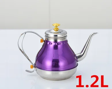 1.2L Золотой чайный горшок из нержавеющей стали с ситечком, кофейники, европейский стиль, ручная промывка, Дворцовый чайник, тонкий рот, чайный кувшин для воды - Цвет: 1.2L